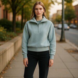 a new day Ladies Long Sleeve Sherpa Style Pullover Top